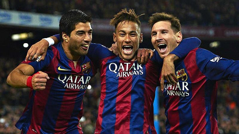 Bộ ba tấn công "MSN" với Messi, Suarez và Neymar.