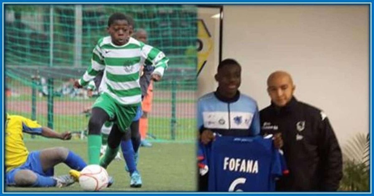 Fofana tại INF Clairefontaine khi anh 13 tuổi và khi được ký hợp đồng với CLB Drancy.